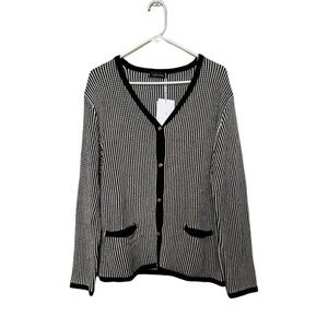 NWT Anine Bing Dave Stripe Black and White Cardigan Size Medium
